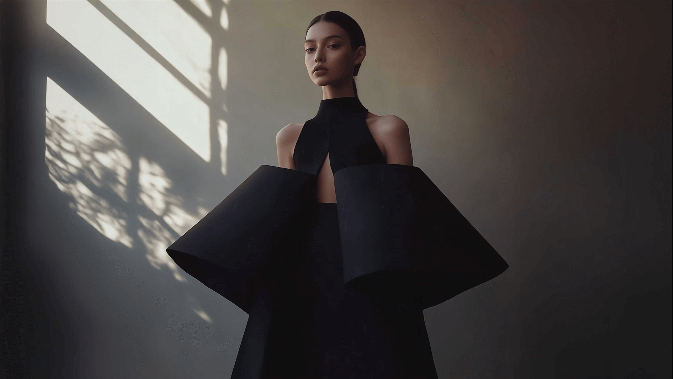 Robe noire chic pour femme, style minimaliste et sophistiqué, parfaite pour la saison hiver.